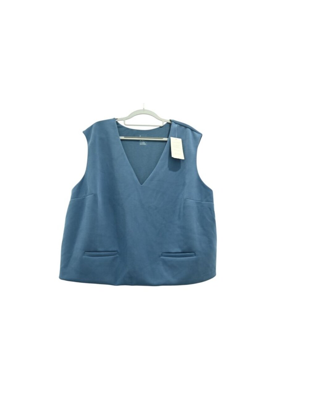 NWT A New Day Sleeveless Double Lined Top Sz XXL Blue V-Neck Pockets Casual